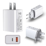 FDGAO 18W Fast Charging Plug PD Fast Charging USB Typ-C Dual Port Charging Suitable For Apple 12 Mobile Phones